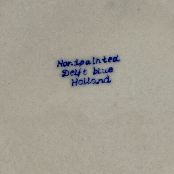 Vintage Delft Blue Holland Windmill Trinket Box Hand Painted Round Ceramic - Picture 7 of 10